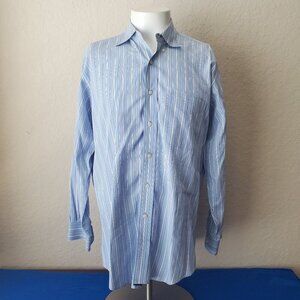 VTG Tommy Hilfiger TLC The Lifetime Collar Dress Shirt Blue Striped 16 32/33 L